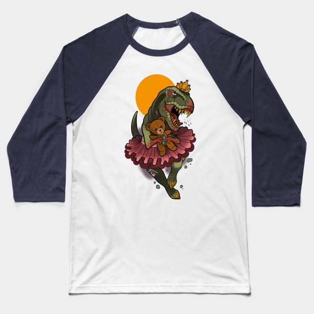 Pretty Princess T-Rex Baseball T-Shirt by freezethecomedian